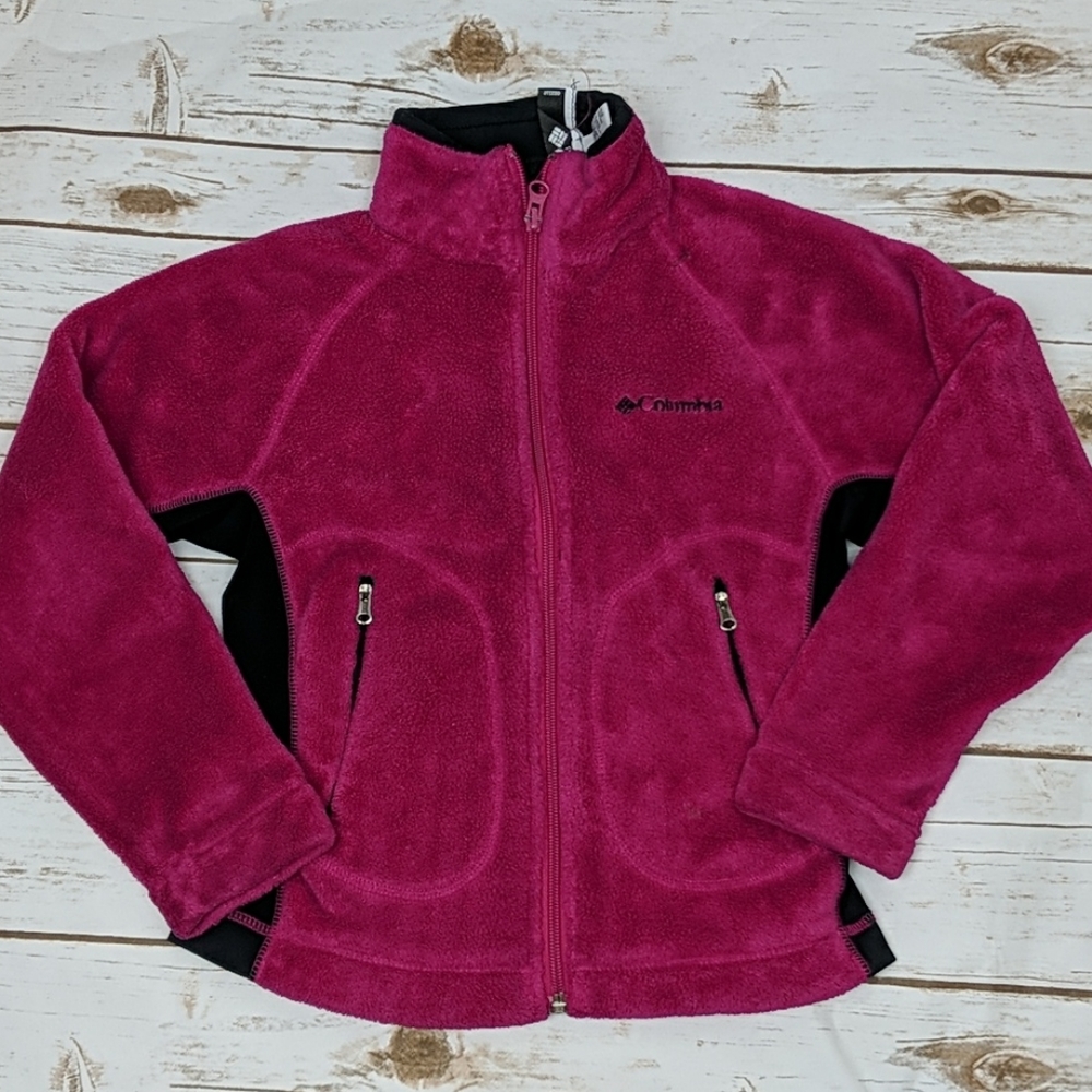 Columbia Fuzzy Pink/Black Jacket Girl's 7/8